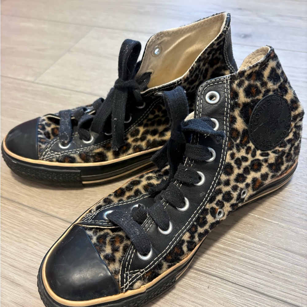 Rare Vintage Converse Leopard Print Faux Fur Shoes
